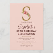 Letter S Gouden Monogram Roze Rozen Kaart (Voorkant)