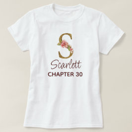 Letter S Gouden Monogram Roze Rozen Verjaardag T-shirt