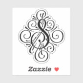 Letter S Initiaal Elegant Flourish Monogram Sticker (Vel)