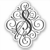 Letter S Initiaal Elegant Flourish Monogram Sticker (Voorkant)