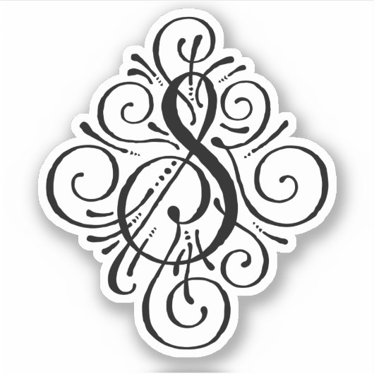 Letter S Initiaal Elegant Flourish Monogram Sticker (Voorkant)