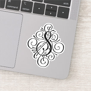 Letter S Initiaal Elegant Flourish Monogram Sticker