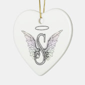 Letter S Initiaal Monogram met Angel Wings & Halo Keramisch Ornament (Links)