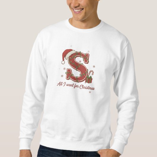 Letter S Kerst Monogram Ontwerp Trui (Voorkant)