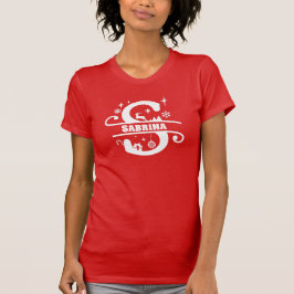 Letter S Kerstmonogram Initiaal Naam Rood T-shirt