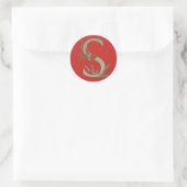 Letter S-kerstmonogram Ronde Sticker (Tas)