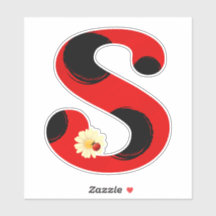 Letter S lieveheersbeestje Print met lieveheersbee
