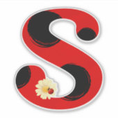 Letter S lieveheersbeestje Print met lieveheersbee Sticker (Voorkant)