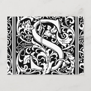 Letter S Medieval Monogram  Initiaal Briefkaart
