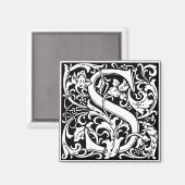 Letter S Medieval Monogram  Initiaal Magneet (Voorkant / Achterkant)