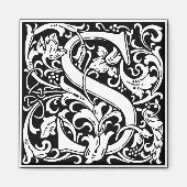 Letter S Medieval Monogram  Initiaal Magneet (Voorkant)