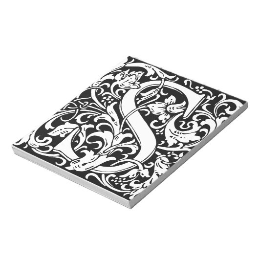 Letter S Medieval Monogram  Initiaal Notitieblok (Linkerzijde)
