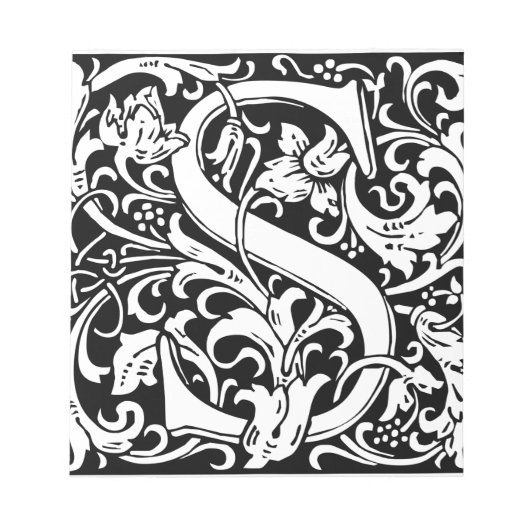 Letter S Medieval Monogram Initiaal Notitieblok (Voorkant)