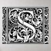Letter S Medieval Monogram  Initiaal Poster (Voorkant)