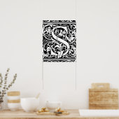 Letter S Medieval Monogram  Initiaal Poster (Keuken)