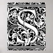 Letter S Medieval Monogram  Initiaal Poster (Voorkant)