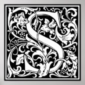 Letter S Medieval Monogram  Initiaal Poster (Voorkant)