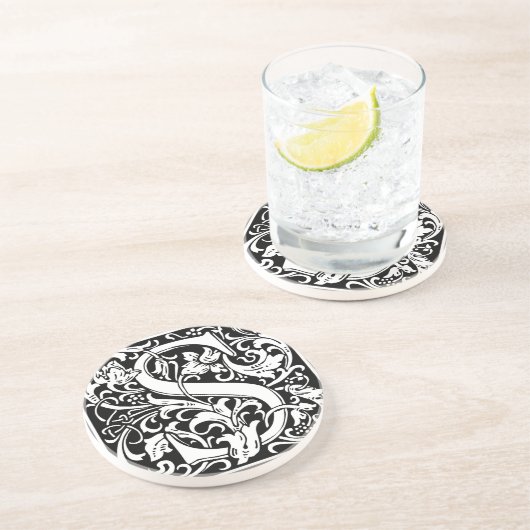 Letter S Medieval Monogram  Initiaal Zandsteen Onderzetter (Zijkant)