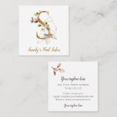 Letter S met Gold Geometric Design en Flowers Vierkante Visitekaartje (Voorkant / Achterkant)