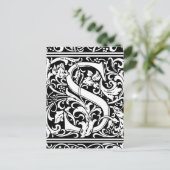 Letter S Middeleeuwse Monogram Art Nouveau Briefkaart (Staand voorkant)