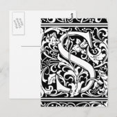 Letter S Middeleeuwse Monogram Art Nouveau Briefkaart (Voorkant / Achterkant)