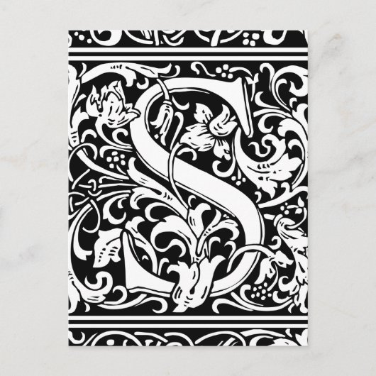 Letter S Middeleeuwse Monogram Art Nouveau Briefkaart (Voorkant)