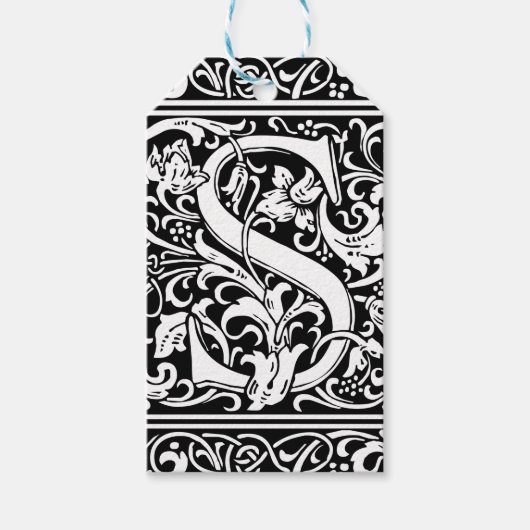 Letter S Middeleeuwse Monogram Art Nouveau Cadeaulabel (Voorkant)