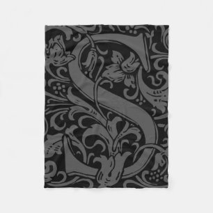 Letter S Middeleeuwse Monogram Art Nouveau Fleece Deken