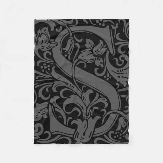 Letter S Middeleeuwse Monogram Art Nouveau Fleece Deken (Voorkant)