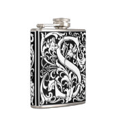 Letter S Middeleeuwse Monogram Art Nouveau Heupfles (Rechts)