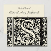 Letter S Middeleeuwse Monogram Art Nouveau Kaart (Voorkant / Achterkant)