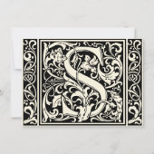 Letter S Middeleeuwse Monogram Art Nouveau Kaart (Voorkant)