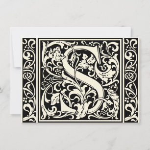 Letter S Middeleeuwse Monogram Art Nouveau Kaart