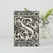 Letter S Middeleeuwse Monogram Art Nouveau Kaart (Staand voorkant)