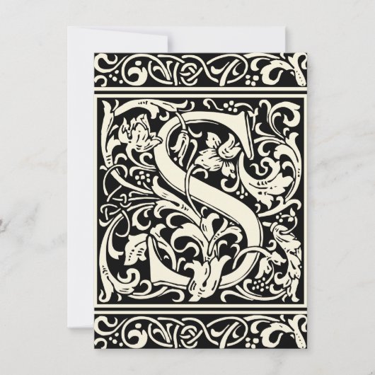 Letter S Middeleeuwse Monogram Art Nouveau Kaart (Voorkant)