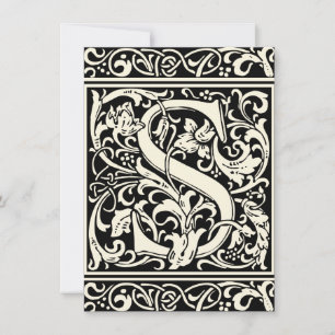 Letter S Middeleeuwse Monogram Art Nouveau Kaart