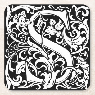 Letter S Middeleeuwse Monogram Art Nouveau Kartonnen Onderzetters