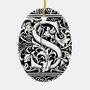 Letter S Middeleeuwse Monogram Art Nouveau Keramisch Ornament