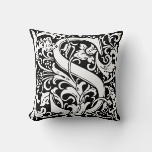 Letter S Middeleeuwse Monogram Art Nouveau Kussen