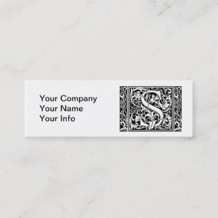 Letter S Middeleeuwse Monogram Art Nouveau Mini Visitekaartje