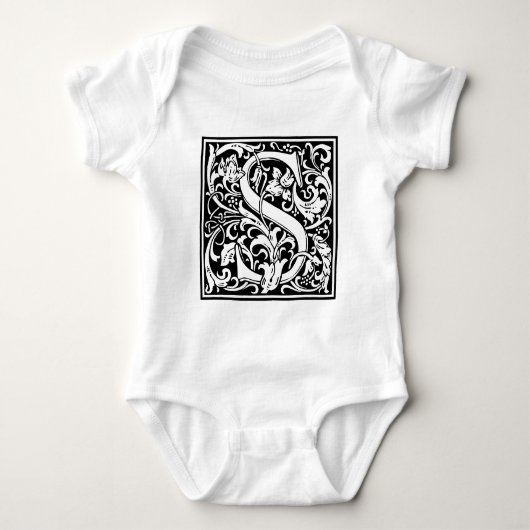 Letter S Middeleeuwse Monogram Art Nouveau Romper (Voorkant)