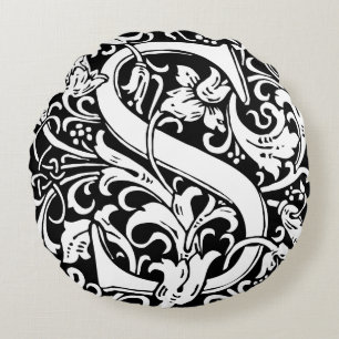 Letter S Middeleeuwse Monogram Art Nouveau Rond Kussen