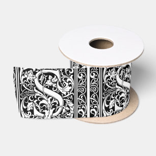 Letter S Middeleeuwse Monogram Art Nouveau Satijnen Lint