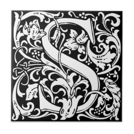 Letter S Middeleeuwse Monogram Art Nouveau Tegeltje