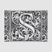 Letter S Middeleeuwse Monogram Art Nouveau Tissuepapier (Voorkant)