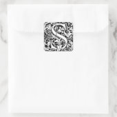 Letter S Middeleeuwse Monogram Art Nouveau Vierkante Sticker (Tas)