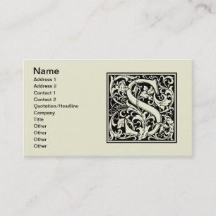 Letter S Middeleeuwse Monogram Art Nouveau Visitekaartje