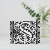 Letter S Middeleeuwse Monogram Vintage Initiaal Briefkaart (Staand voorkant)