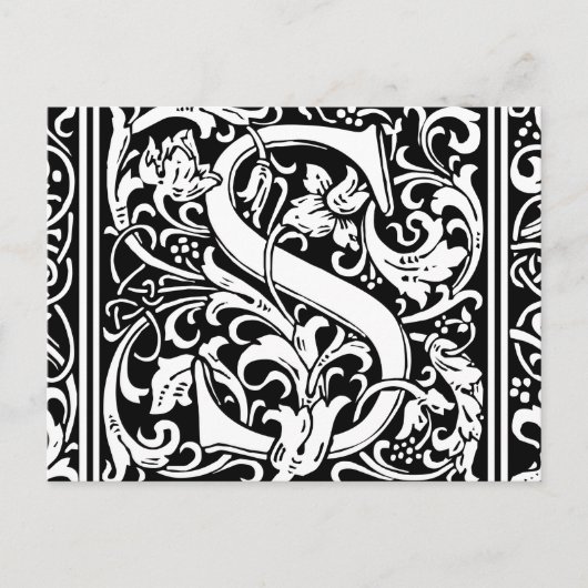 Letter S Middeleeuwse Monogram Vintage Initiaal Briefkaart (Voorkant)
