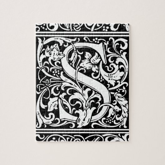 Letter S Middeleeuwse Monogram Vintage Initiaal Legpuzzel (Verticaal)